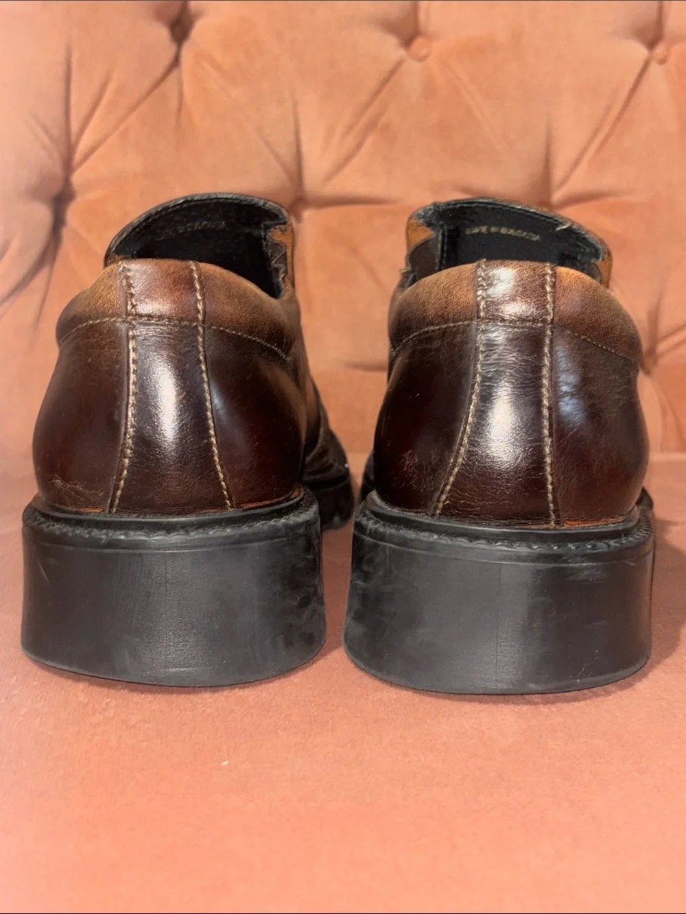 Aldo chunky lug sole burgundy brown leather loafer slip on punk grunge shoe 41